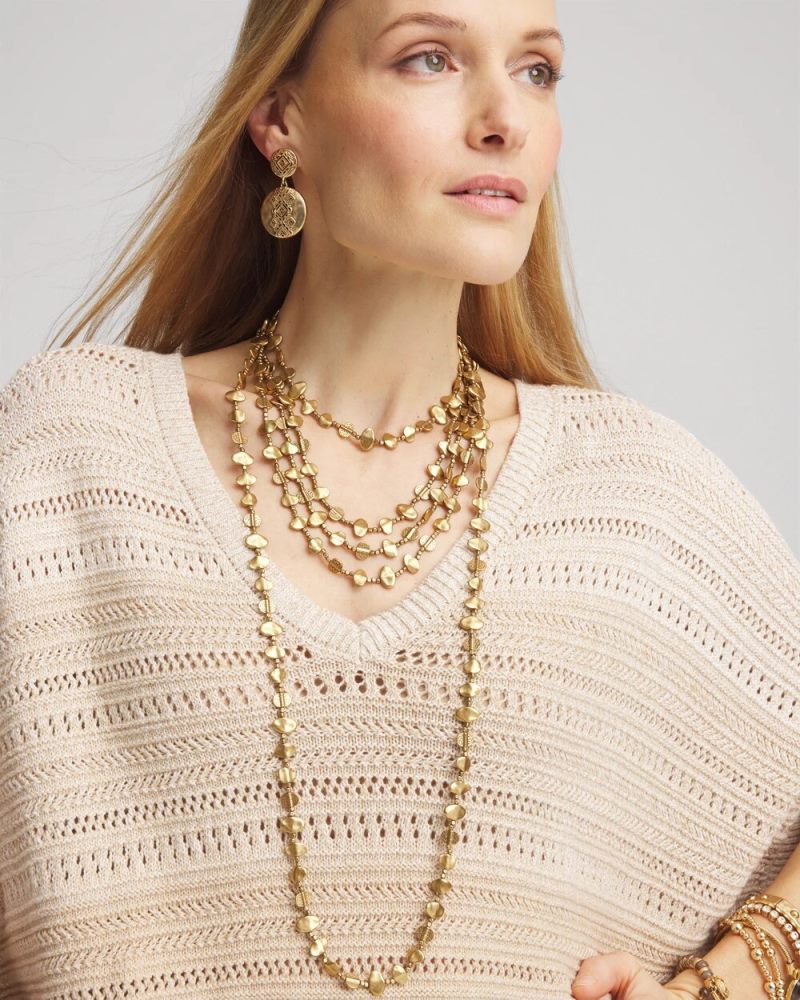 Chicos Gold Nugget Single Strand Necklace - GOLD