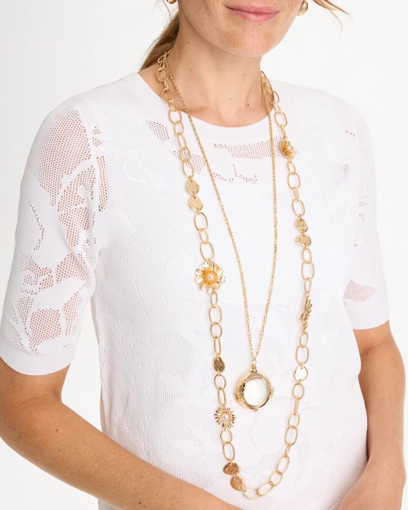 Chicos Butterfly Wing Monocle Necklace - GOLD