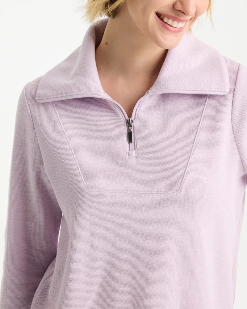 Chicos Zenergy® Beach Slub Half-Zip Pullover Top - PALE SWEET PEA