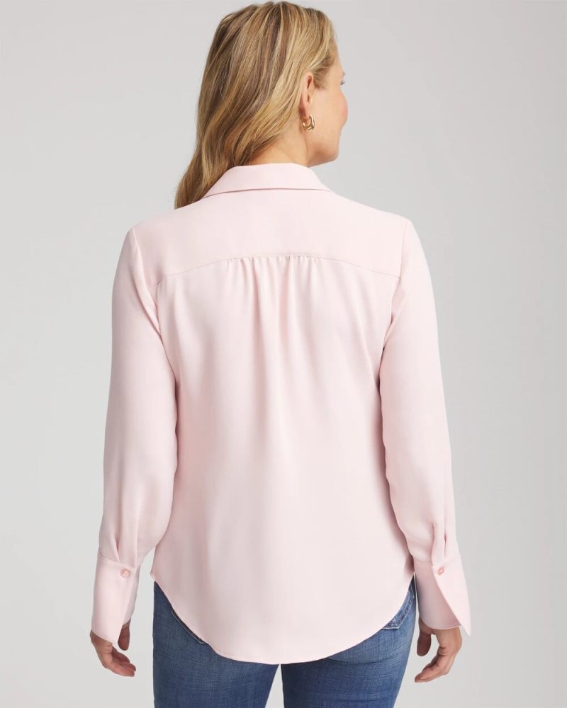 Chicos Ruffle-Trim Chiffon Blouse - BLUSHED