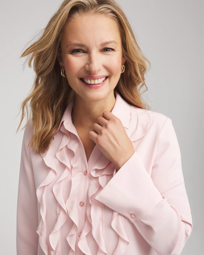Chicos Ruffle-Trim Chiffon Blouse - BLUSHED