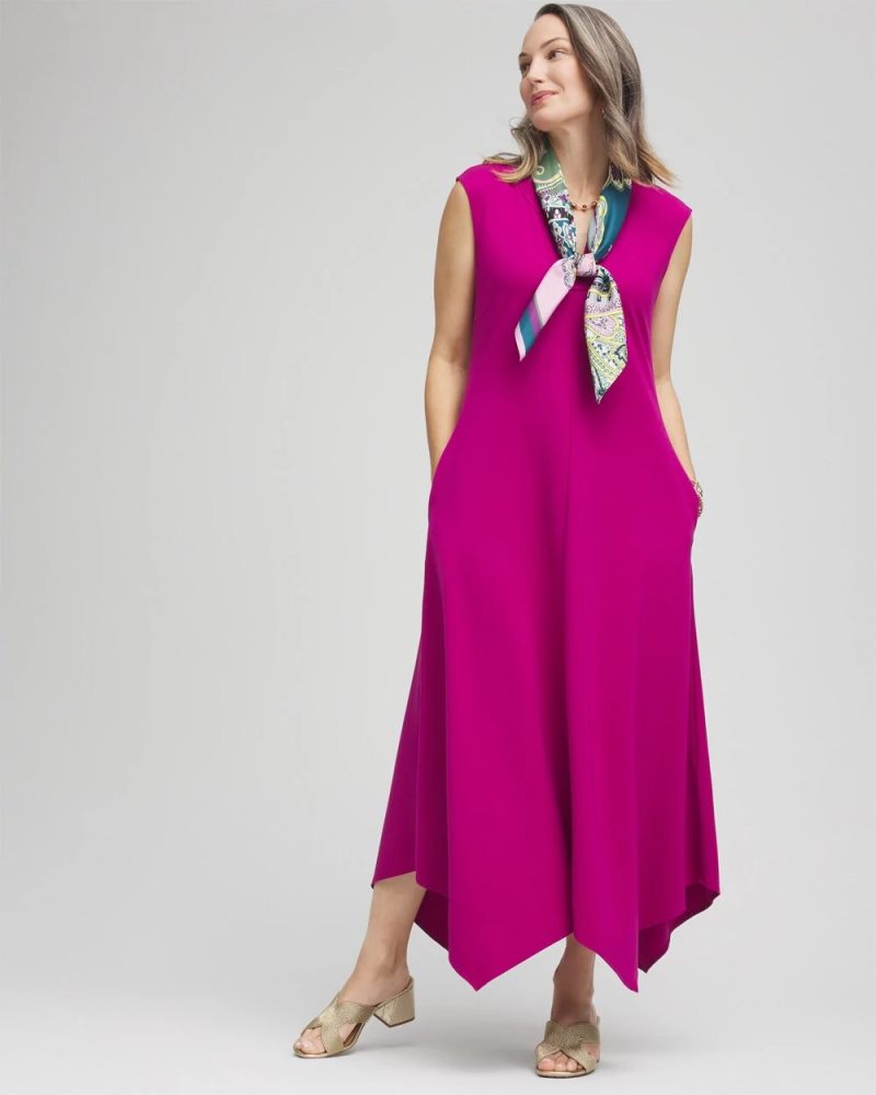 Chicos Trapunto Placket Midi Dress - PURPLE CLOVER