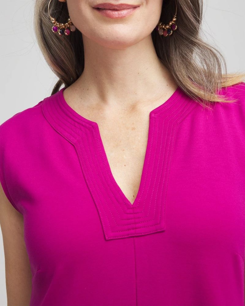 Chicos Trapunto Placket Midi Dress - PURPLE CLOVER