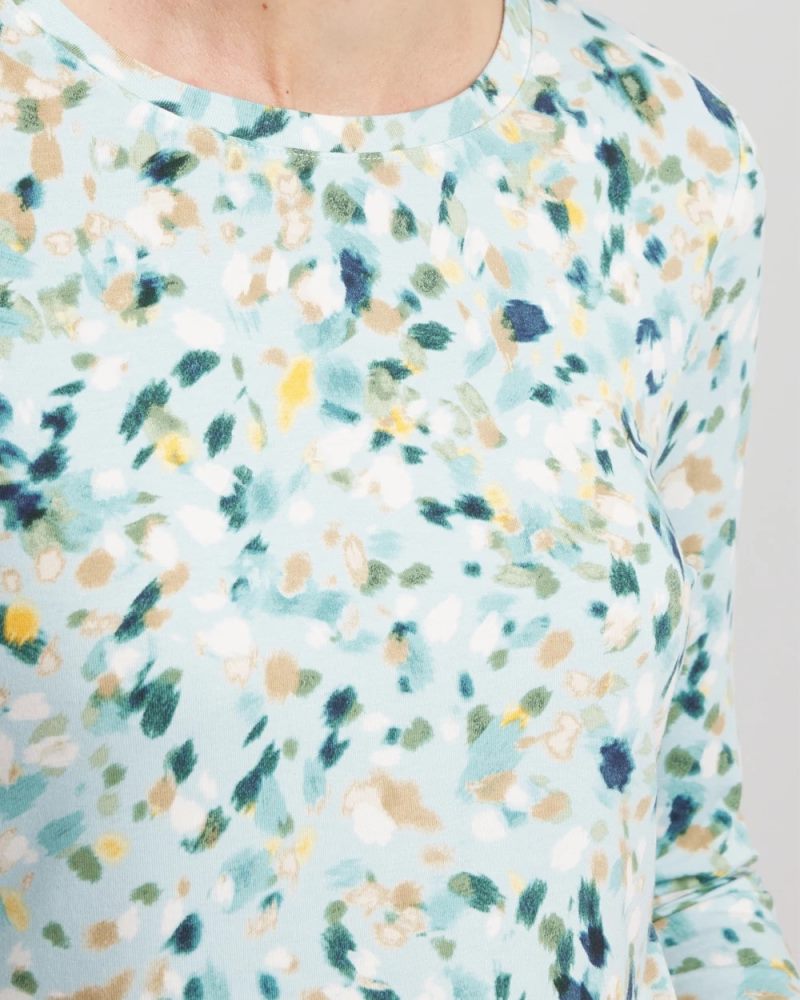 Chicos Printed Touch of Cool™ Layering Tee - BLUE MENTHE