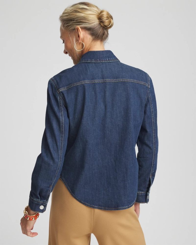 Chicos Cropped Denim Shacket - AVINO INDIGO