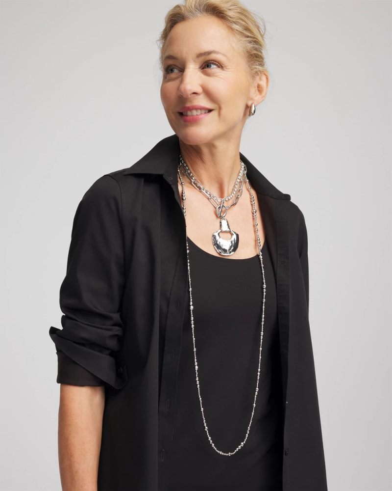 Chicos Silvertone Toggle Pendant Necklace - SILVER
