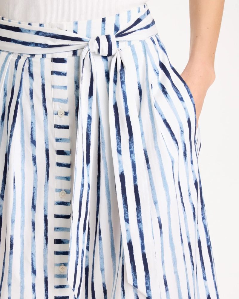 Chicos Palermo Striped Tie-Front Skirt - PASSPORT BLUE