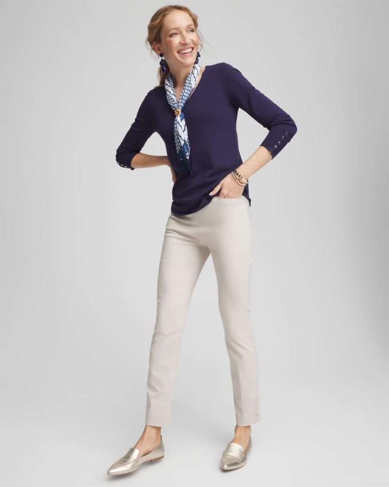 Chicos Brigitte™ Pull-On Slim Rivet Ankle Pants - SMOKEY TAUPE