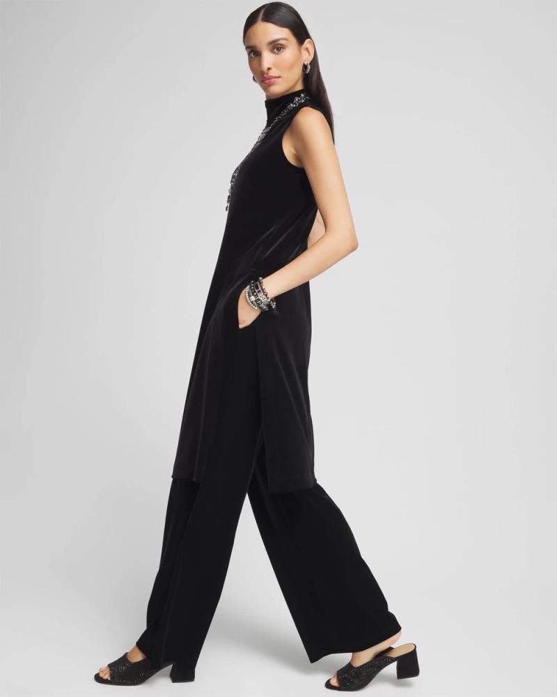 Chicos Travelers™ Velvet Wide Leg Pant - TRAVELERS BLACK