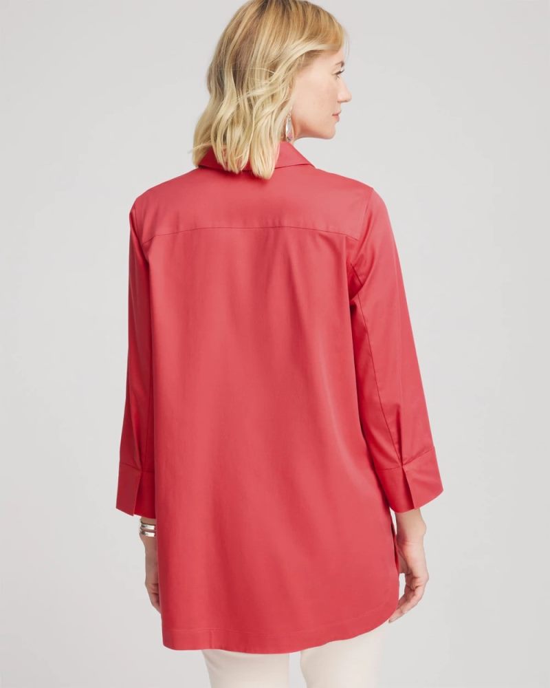 Chicos No Iron Classic Button Down Tunic - FOLKLORIC RED