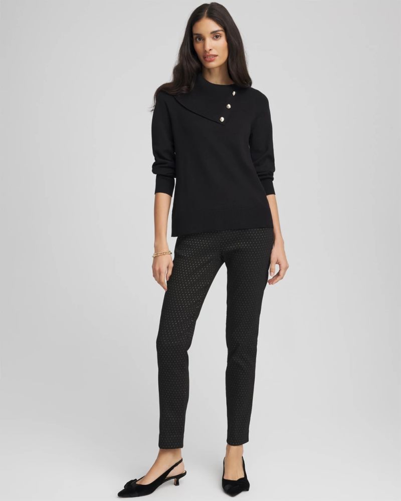 Chicos Brigitte™ Slim Ankle Jacquard Pants - BLACK