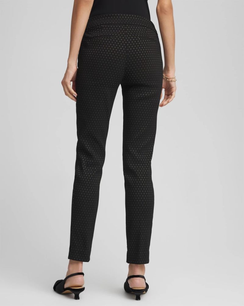 Chicos Brigitte™ Slim Ankle Jacquard Pants - BLACK