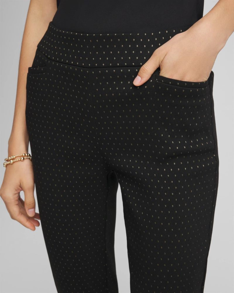 Chicos Brigitte™ Slim Ankle Jacquard Pants - BLACK