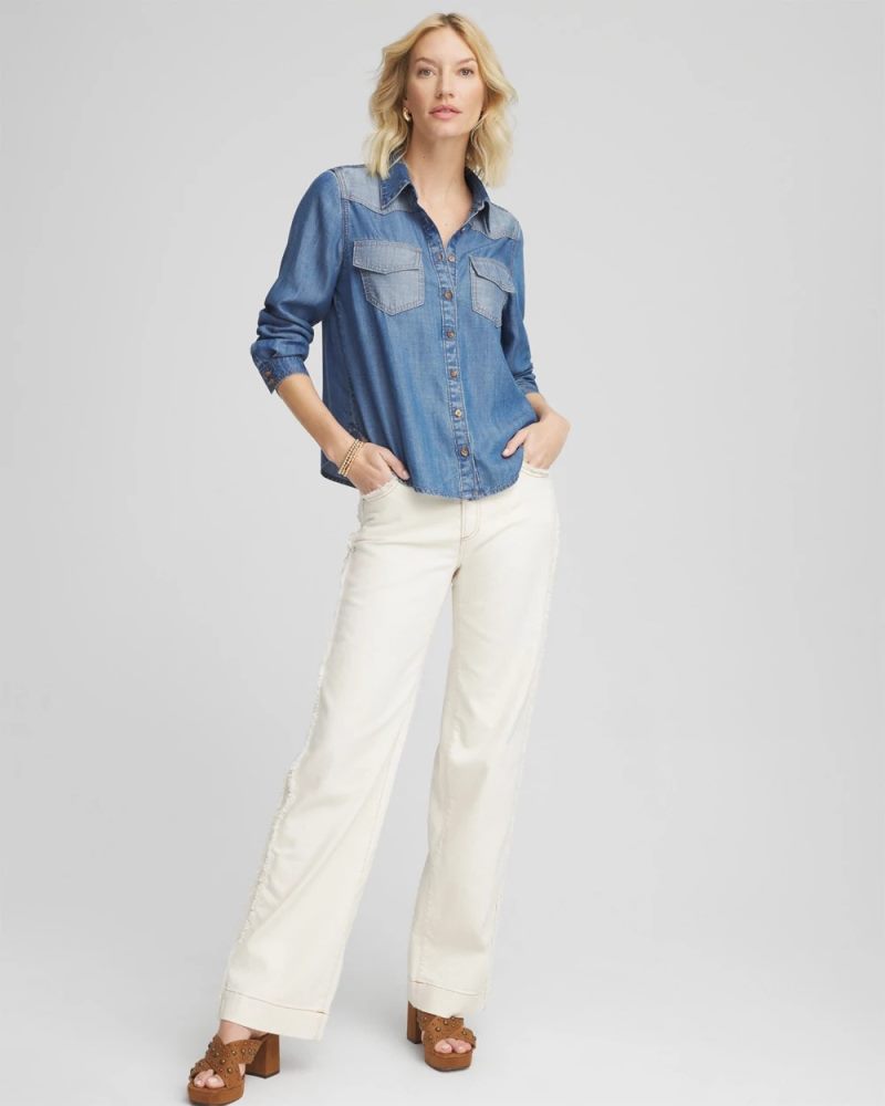 Chicos Tencel™ Colorblock Classic-Fit Shirt - BAILEY INDIGO