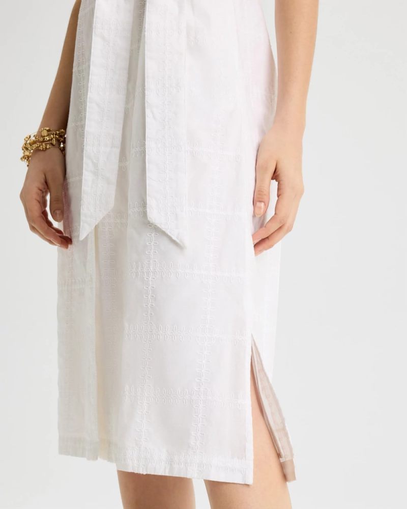 Chicos Embroidered Cotton Shirtdress - ALABASTER