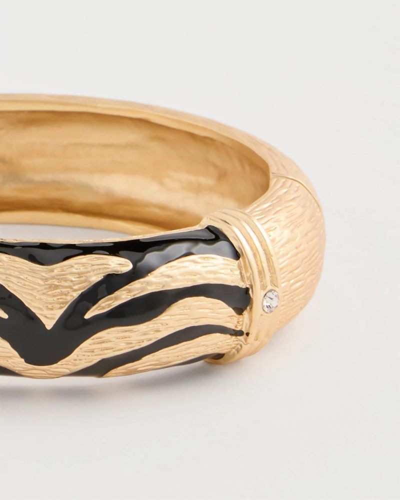 Chicos Tiger Hinge Cuff Bracelet - BLACK/GOLD