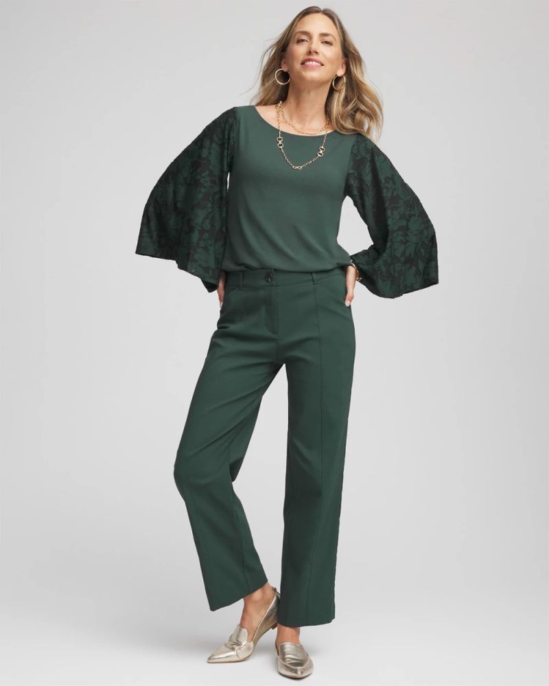 Chicos Touch of Cool™ Burnout Angel-Sleeved Top - DARKEST SPRUCE
