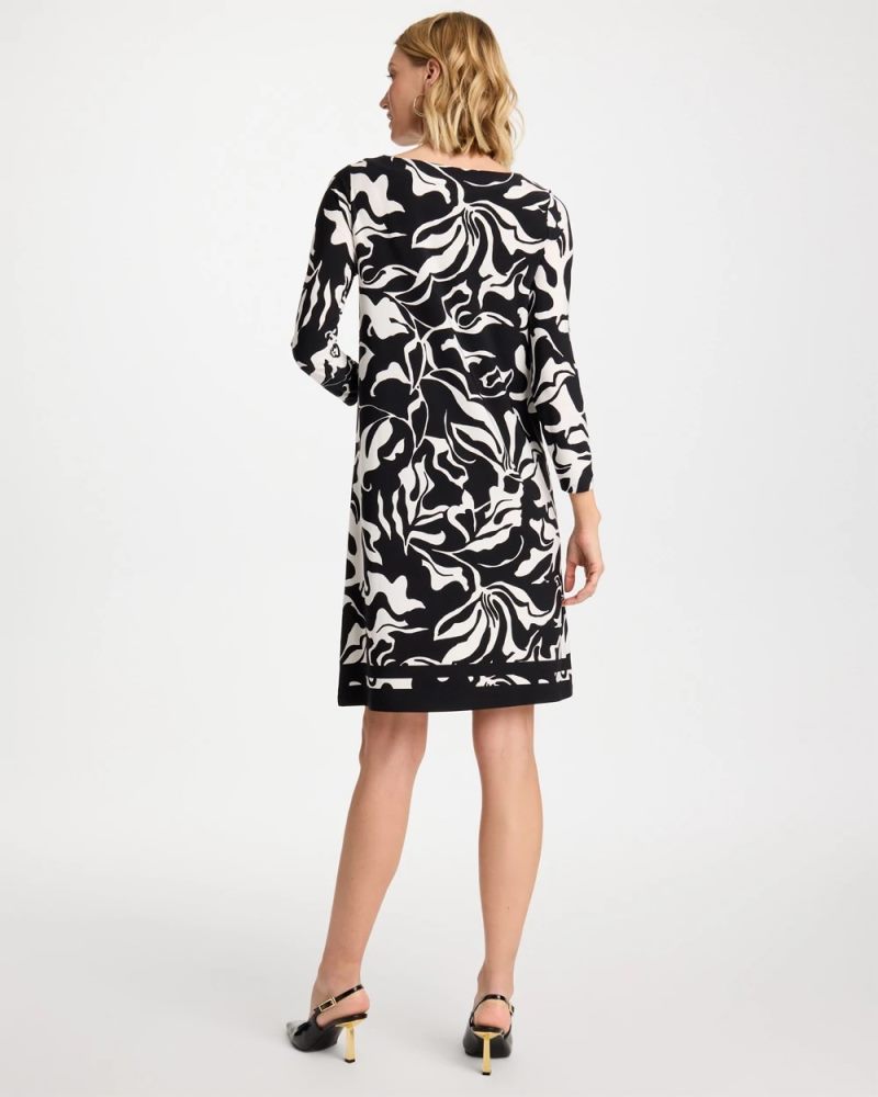 Chicos Jersey Knit Boatneck Shift Dress - BLACK