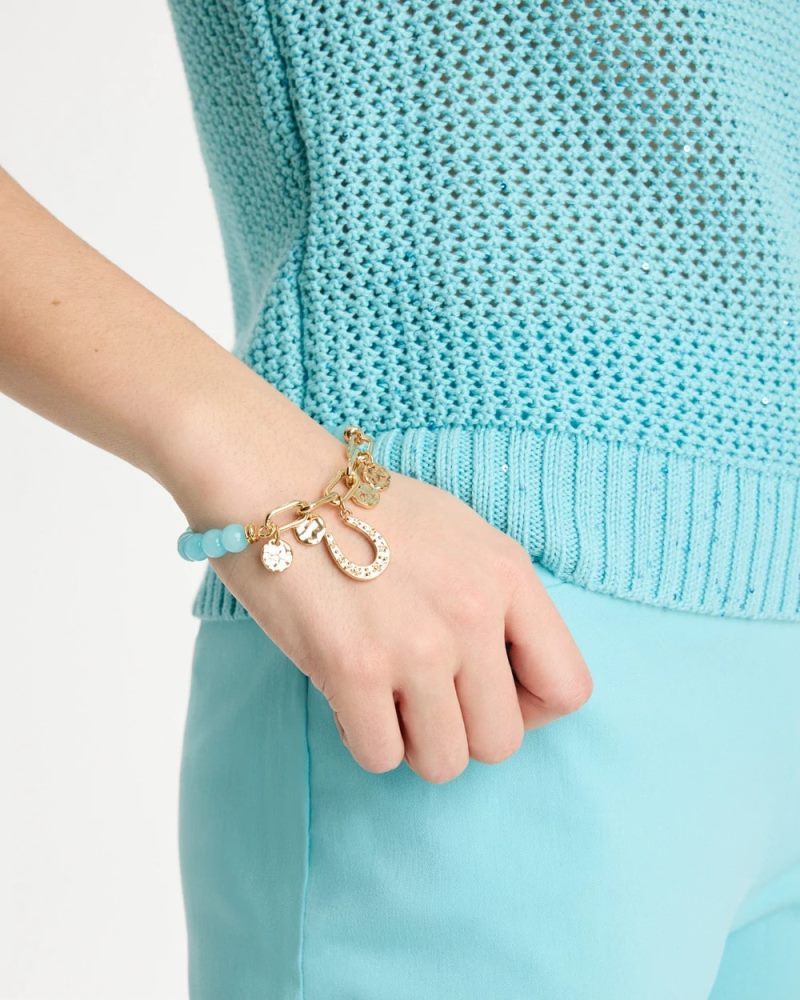 Chicos Jade Stone Link Charm Bracelet - LIGHT BLUE