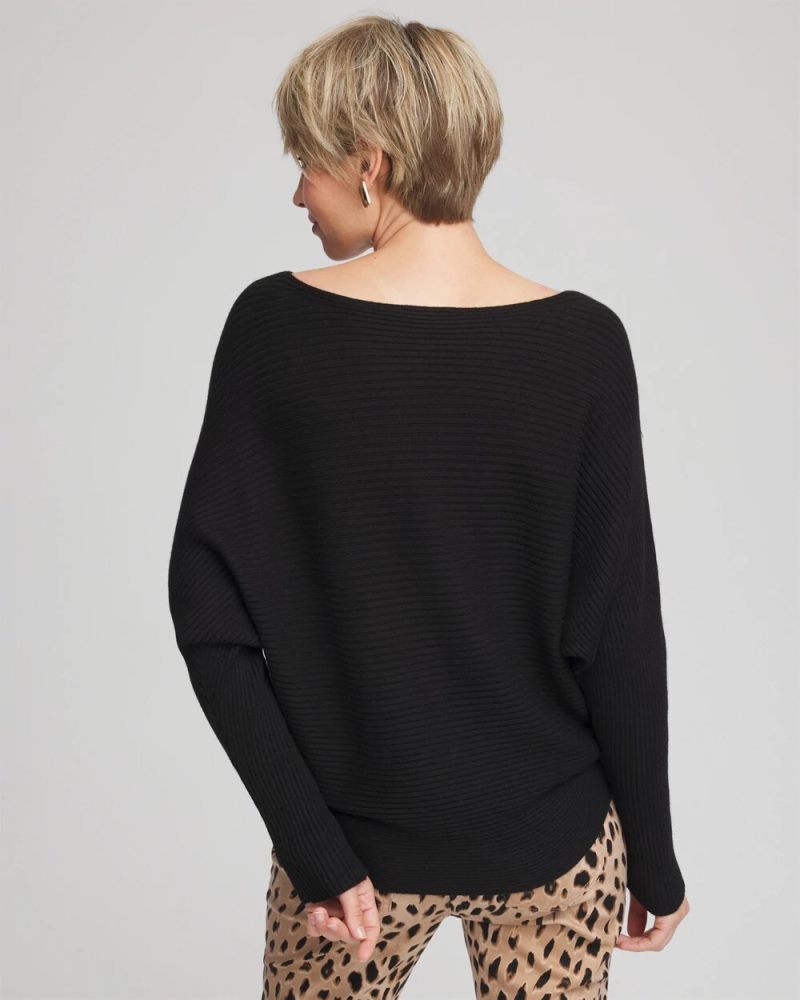Chicos Cashmere-Blend Boatneck Sweater - BLACK