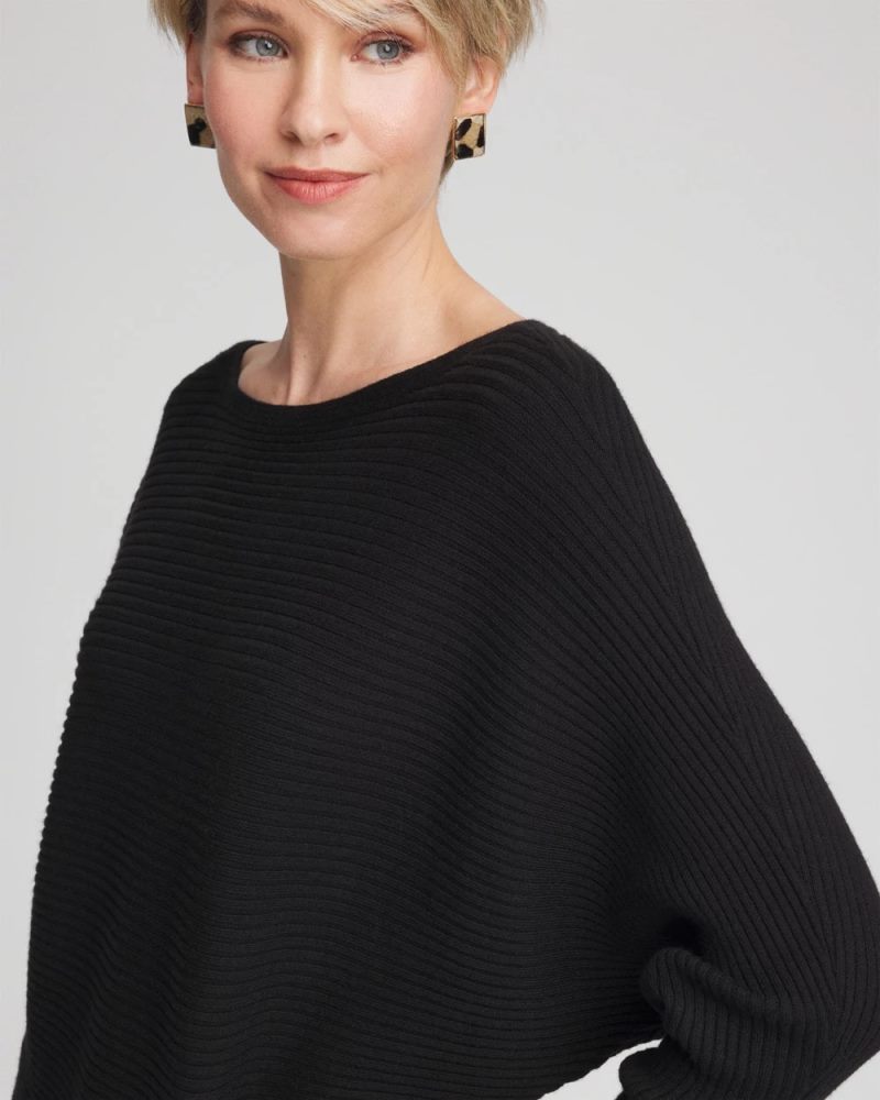 Chicos Cashmere-Blend Boatneck Sweater - BLACK
