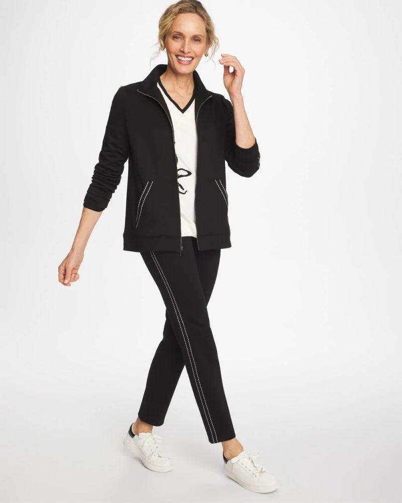 Chicos Zenergy® Double-Knit Pick Stitch Jacket - BLACK