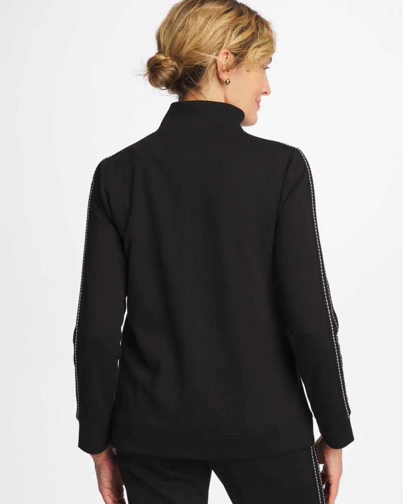 Chicos Zenergy® Double-Knit Pick Stitch Jacket - BLACK