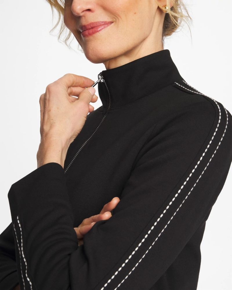 Chicos Zenergy® Double-Knit Pick Stitch Jacket - BLACK