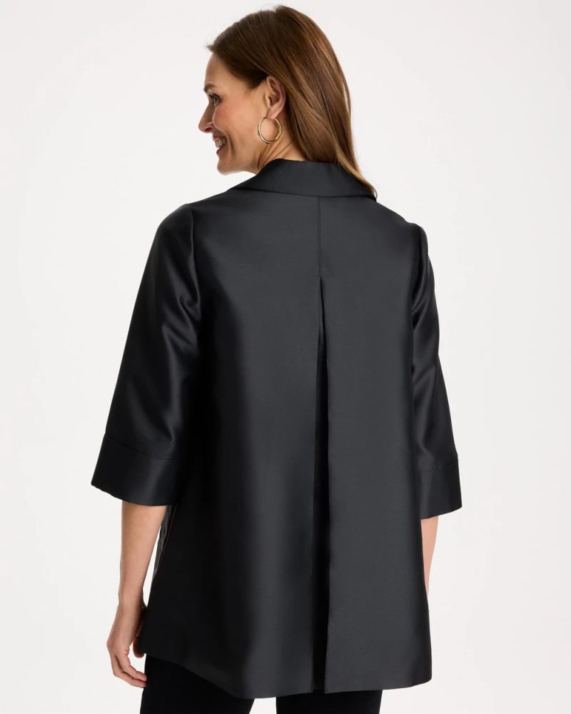 Chicos Travelers™ Collection Floral Long Jacket - TRAVELERS BLACK