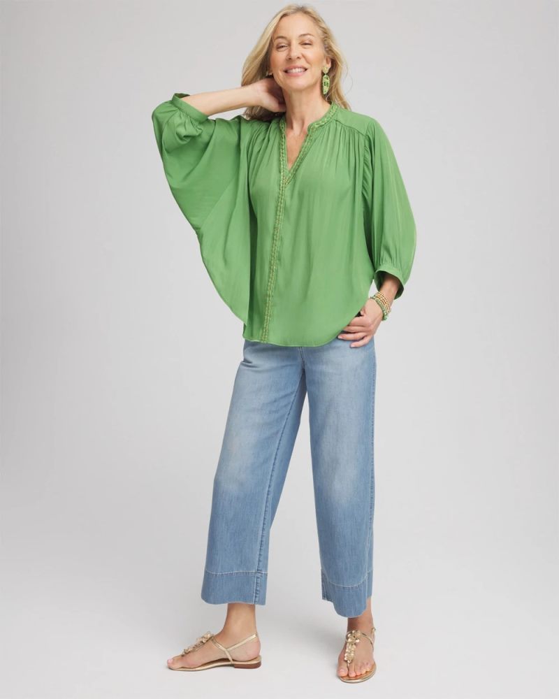 Chicos Braided Batwing Blouse - SALTED LIME