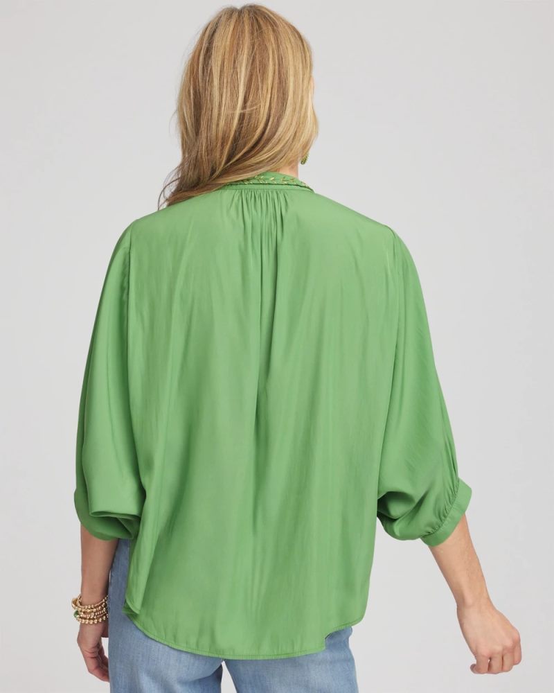 Chicos Braided Batwing Blouse - SALTED LIME