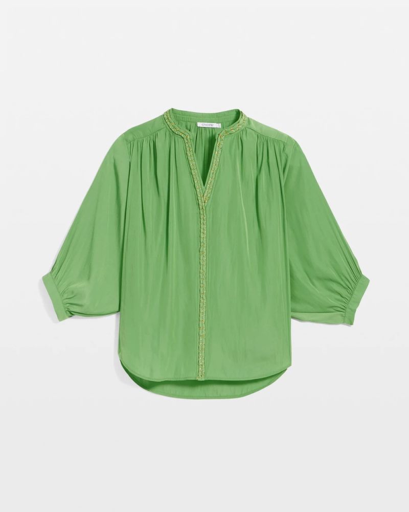 Chicos Braided Batwing Blouse - SALTED LIME