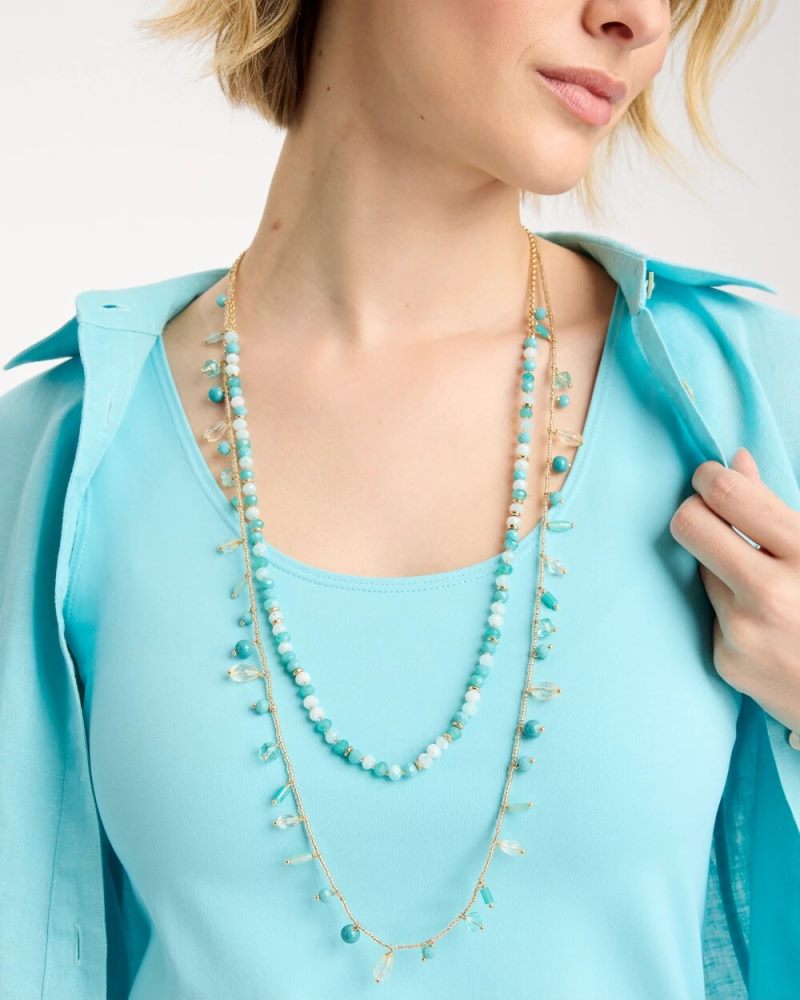 Chicos Multi-Strand Aqua Layering Necklace - AQUA