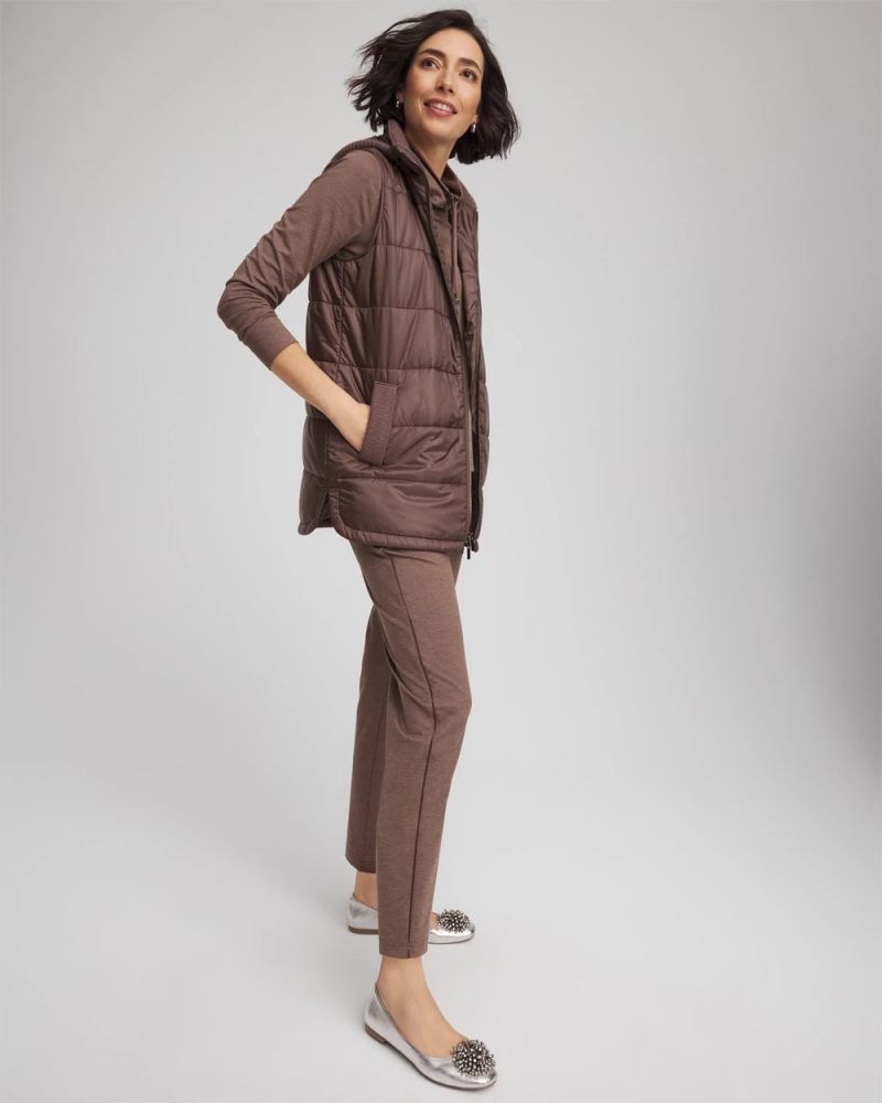 Chicos Zenergy® Quilted Hooded Vest - WALNUT