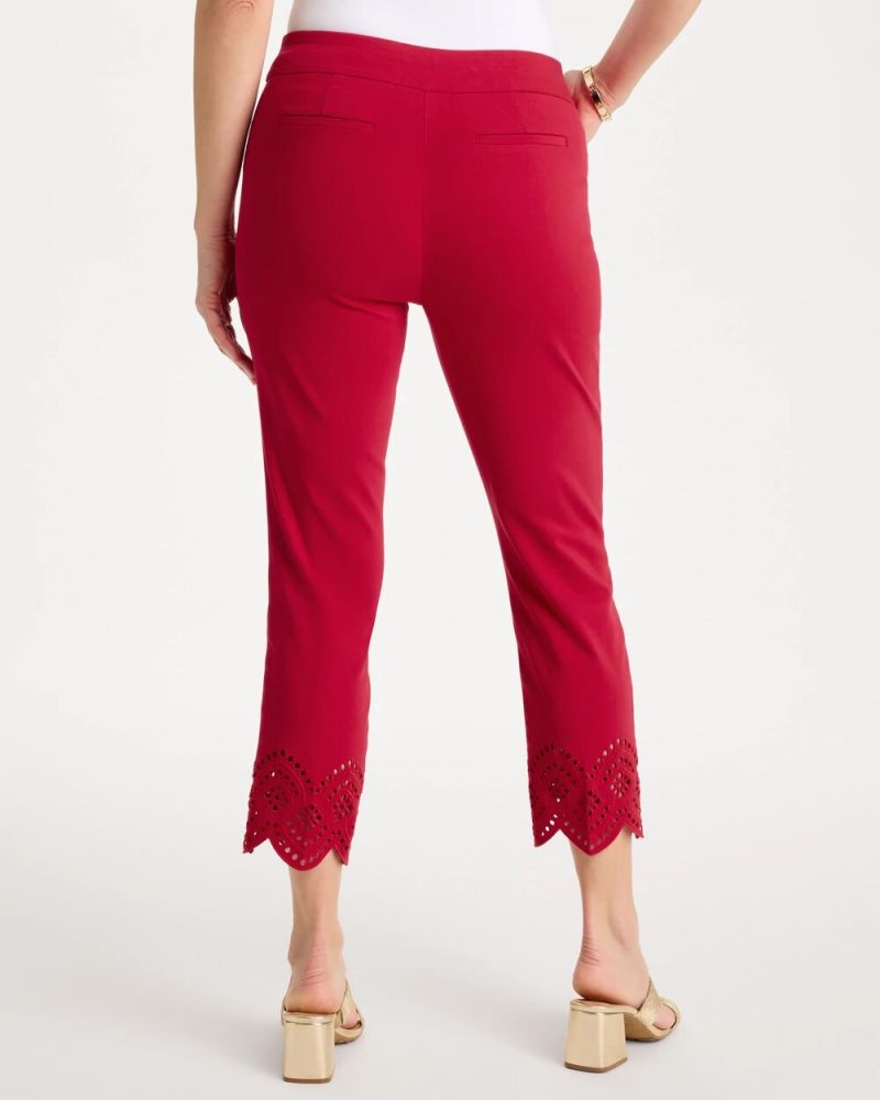 Chicos Brigitte™ Slim Scalloped Ankle Pants - CHERRY LUSH