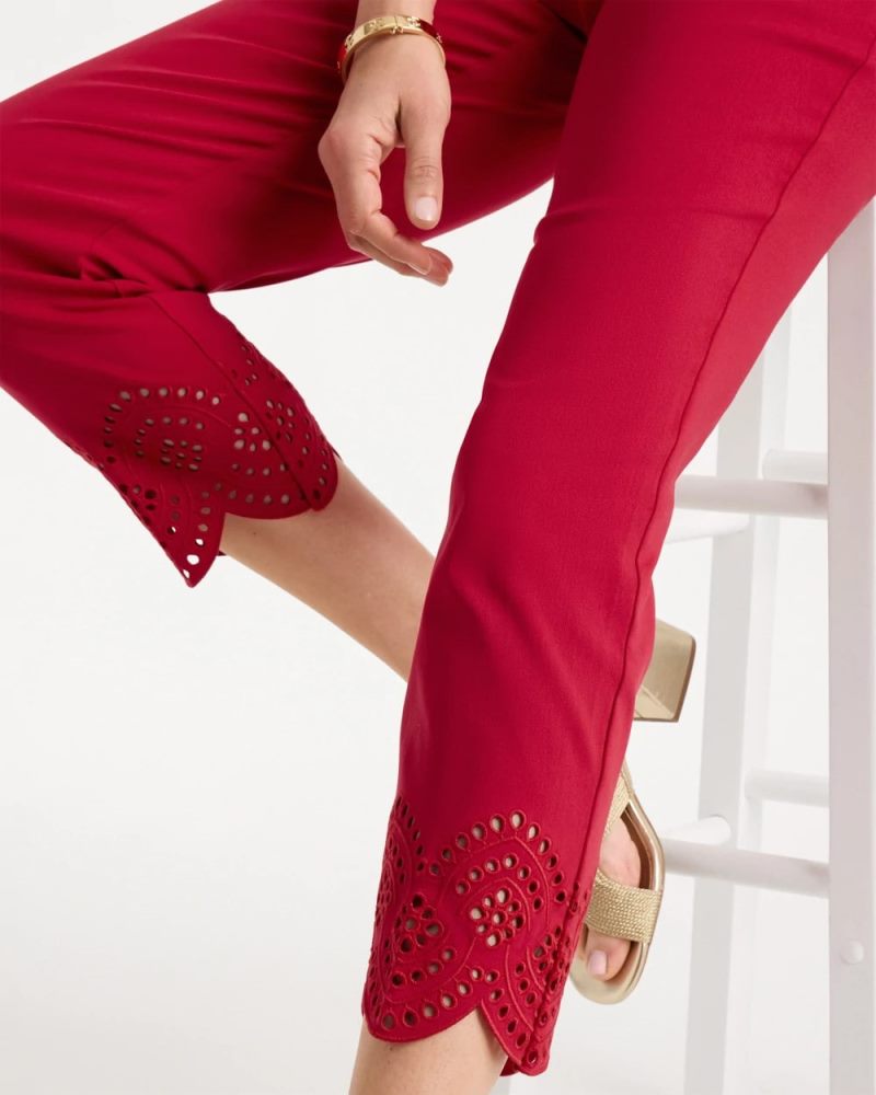 Chicos Brigitte™ Slim Scalloped Ankle Pants - CHERRY LUSH