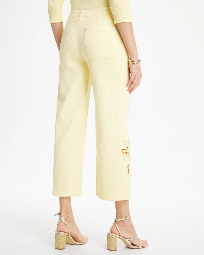 Chicos Trouser Cutwork Crop Jeans - GOLDEN HAZE