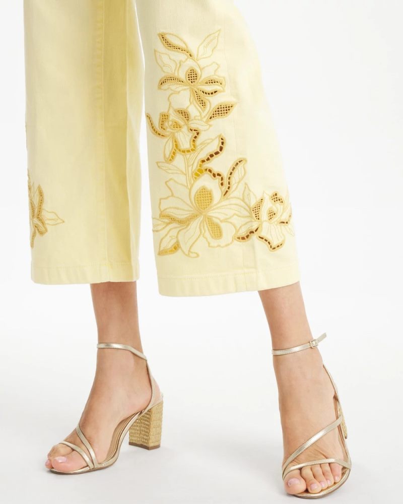 Chicos Trouser Cutwork Crop Jeans - GOLDEN HAZE