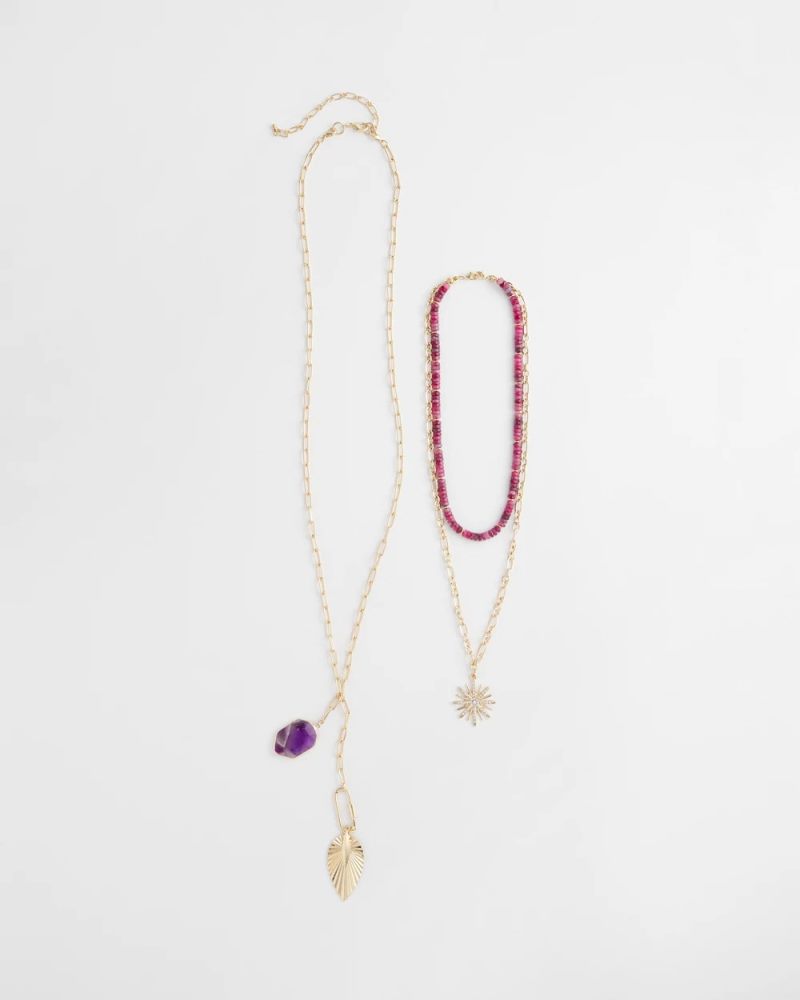 Chicos Amethyst Convertible Multi-Layer Necklace - PURPLE