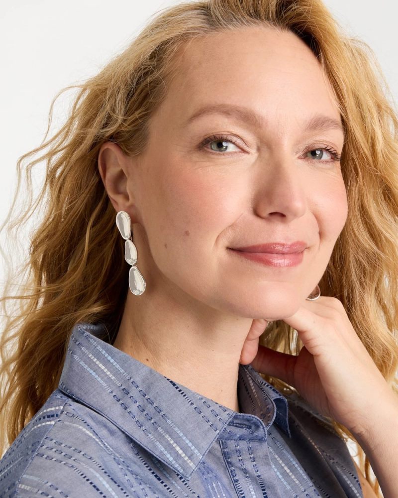 Chicos Silvertone Linear Drop Earrings - SILVER