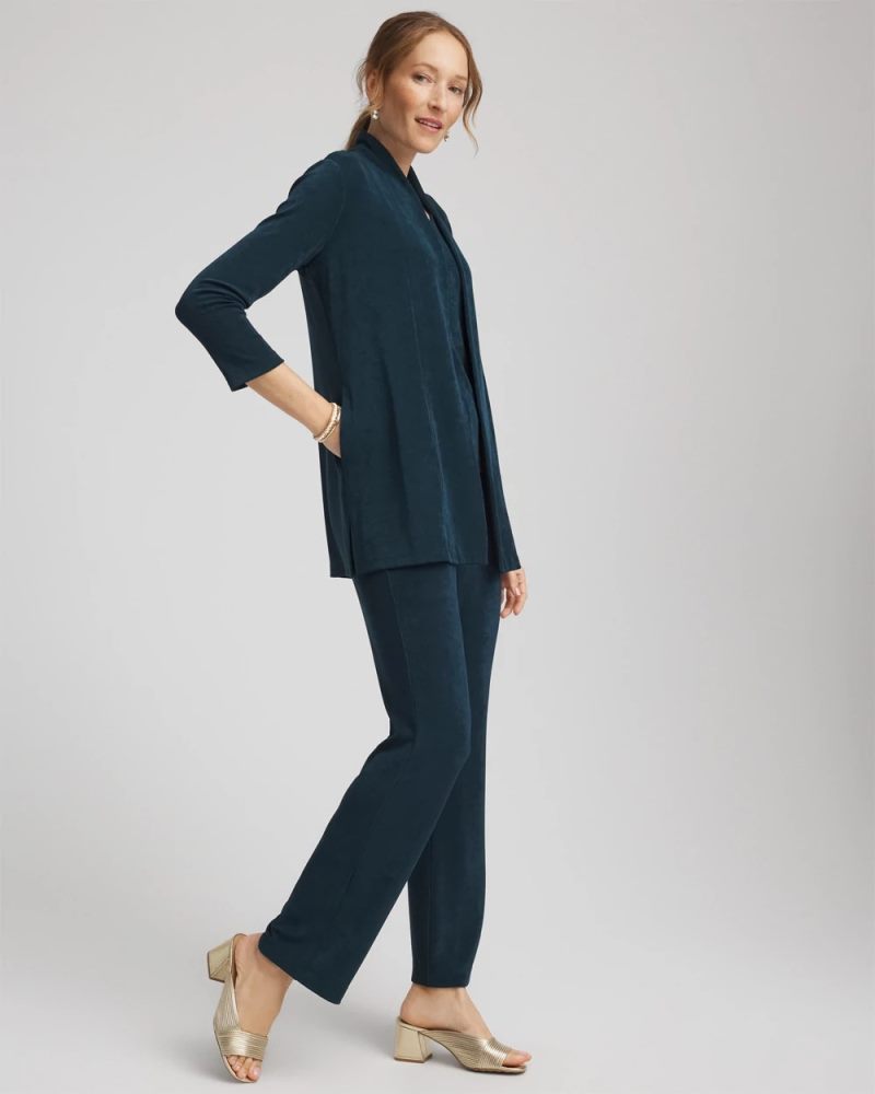 Chicos Travelers™ Long Knit Jacket - TEAL SHADOW