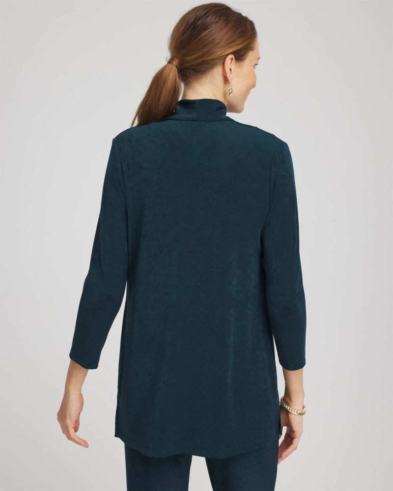 Chicos Travelers™ Long Knit Jacket - TEAL SHADOW