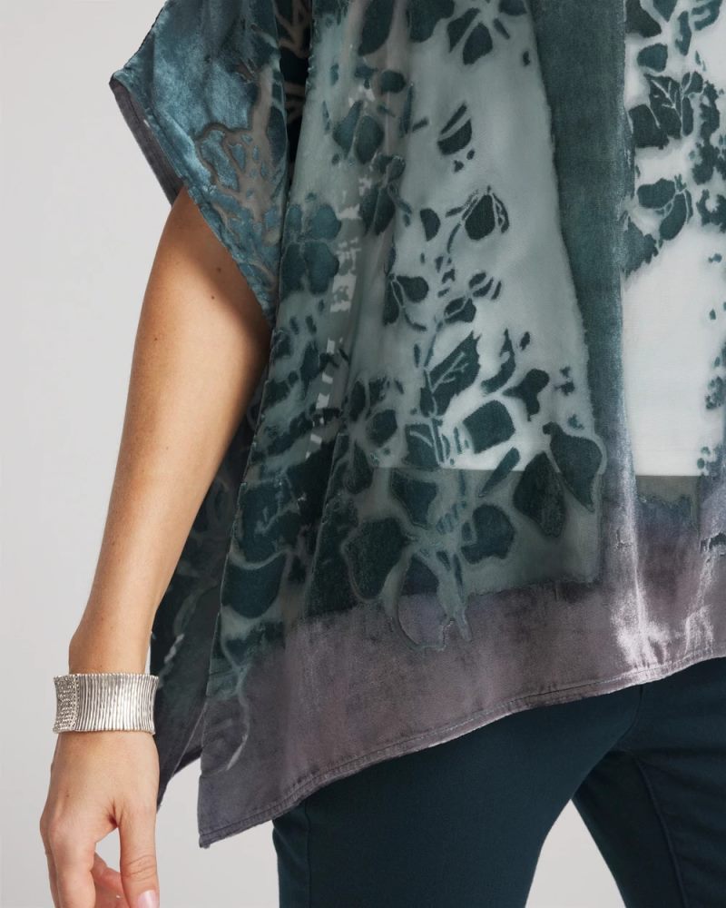 Chicos Velvet Burnout Passion Poncho - STRIKING TEAL