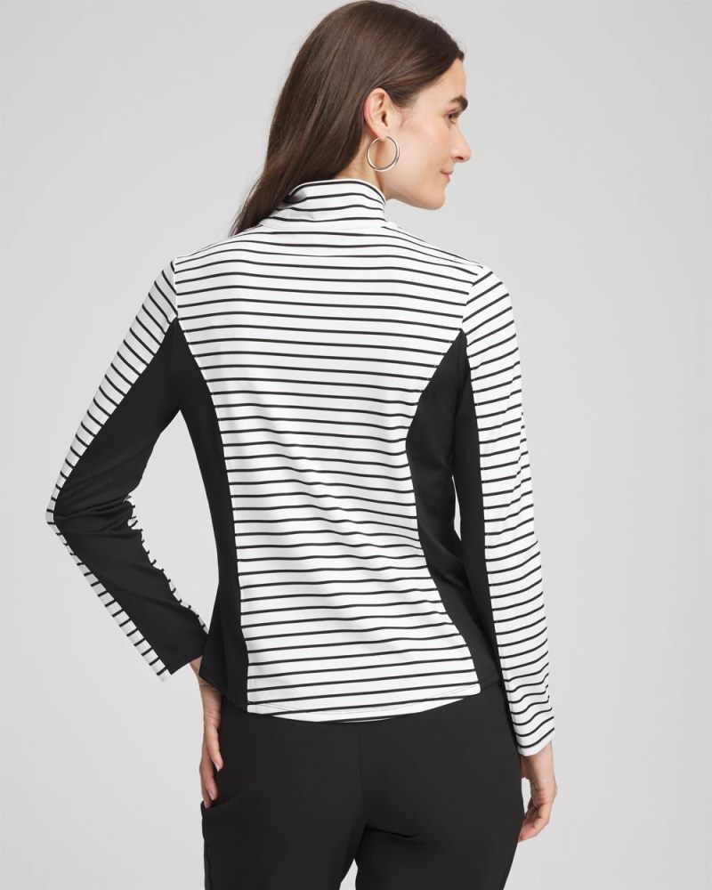 Chicos Zenergy® UPF Striped Block Half Zip - BLACK
