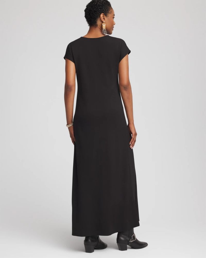 Chicos Dolman-Sleeve PonteMaxi Dress - BLACK