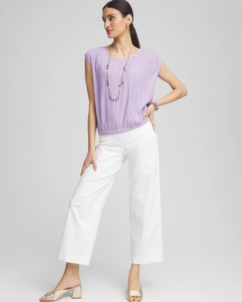 Chicos Pleated Bubble-Hem Tee - GENTLE LAVENDER
