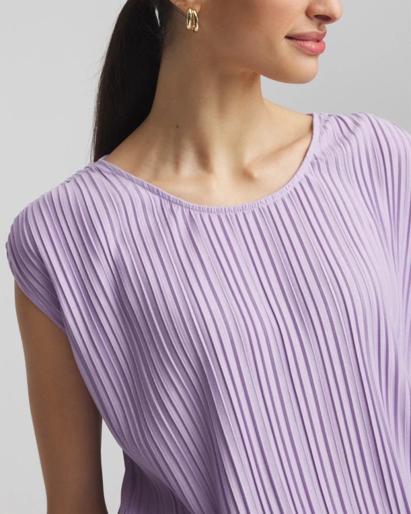 Chicos Pleated Bubble-Hem Tee - GENTLE LAVENDER