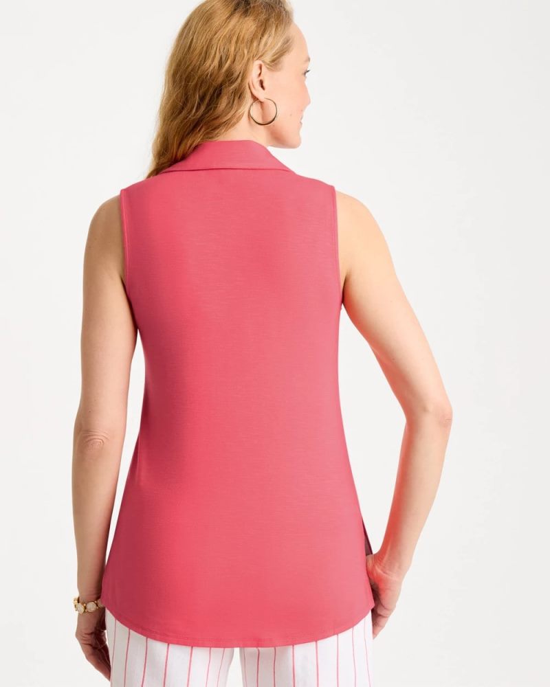 Chicos Collared Tunic Tank - CALYPSO CORAL