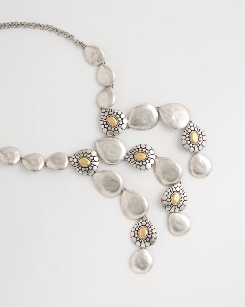Chicos Island Metal Linear Necklace - MIXED METALS
