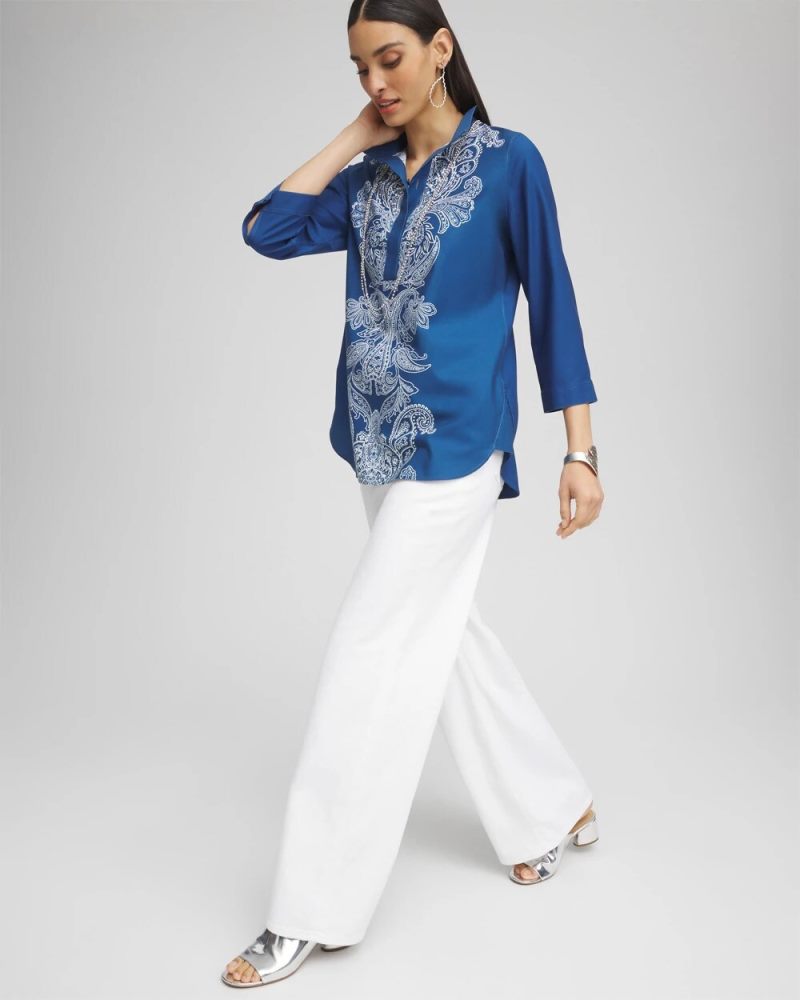 Chicos No Iron Paisley Buttonback Tunic - SEAPORT